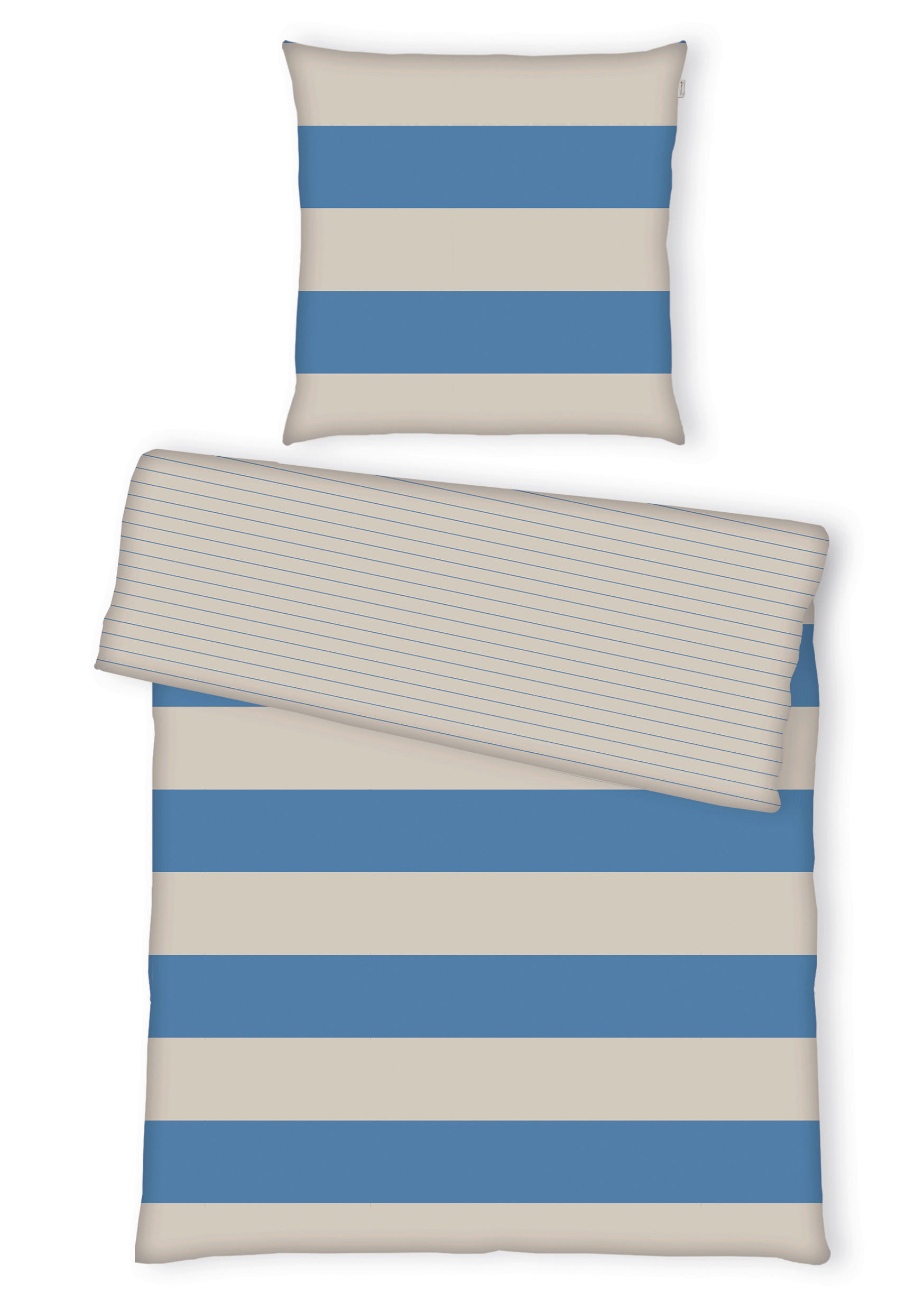 WENDEBETTWÄSCHE Renforcé 155/220 cm  - Sandfarben/Blau, Design, Textil (155/220cm) - Tom Tailor