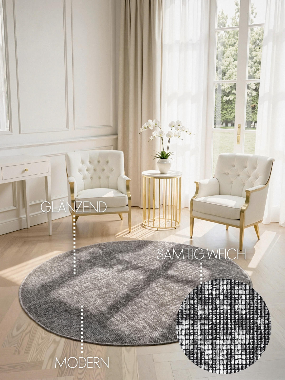 TEPPICH 200 cm Brilliance Grau, Silberfarben  - Silberfarben/Grau, KONVENTIONELL, Textil (200cm) - Elle Decoration