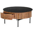 COUCHTISCH Mangoholz Hartholz rund Schwarz, Hellbraun 85/85/45 cm  - Hellbraun/Goldfarben, Design, Holz/Stein (85/85/45cm) - Novel