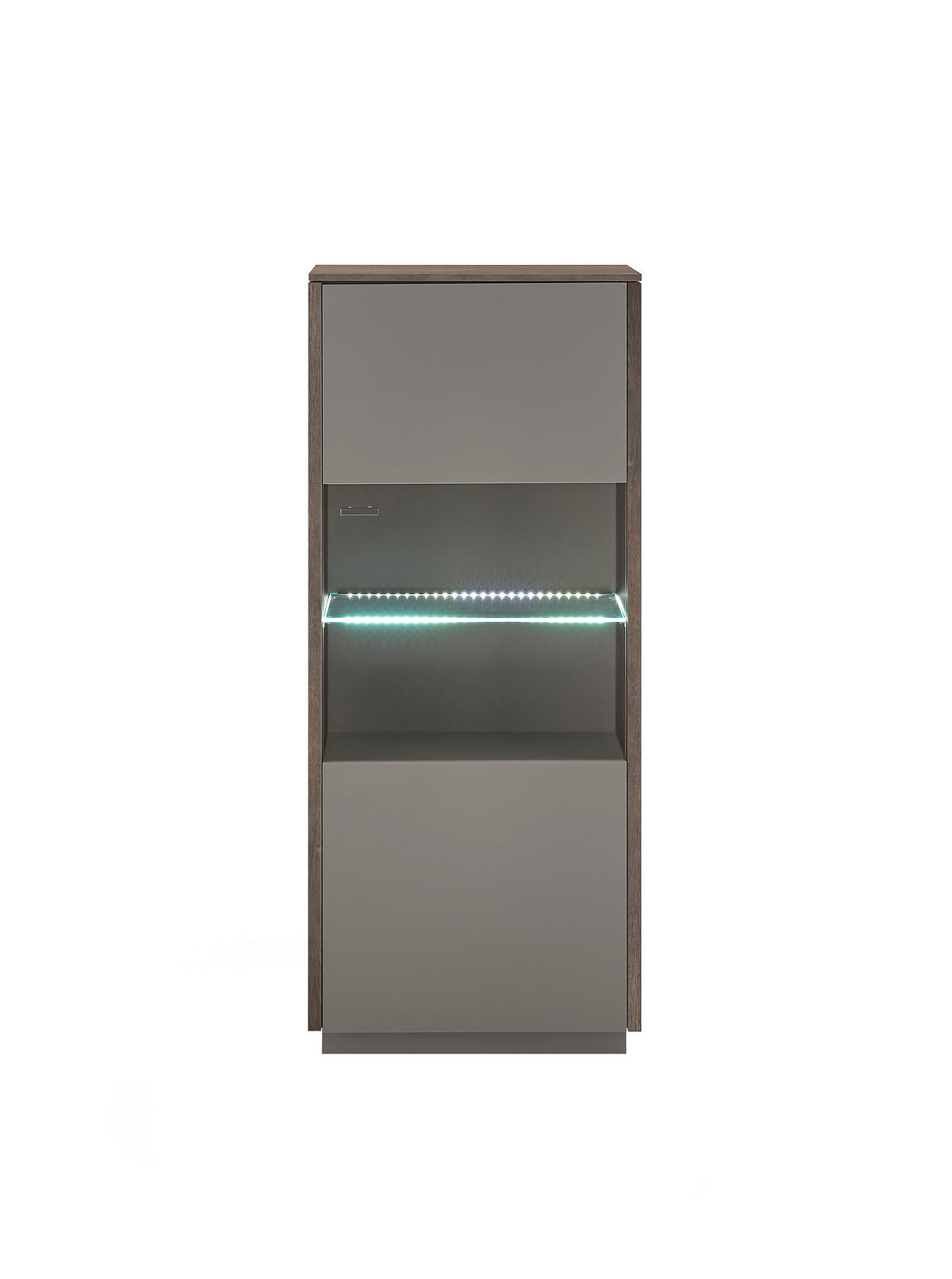 VITRINE in Anthrazit, Eichefarben  - Eichefarben/Anthrazit, Design, Glas/Holzwerkstoff (55/130/40cm) - MID.YOU