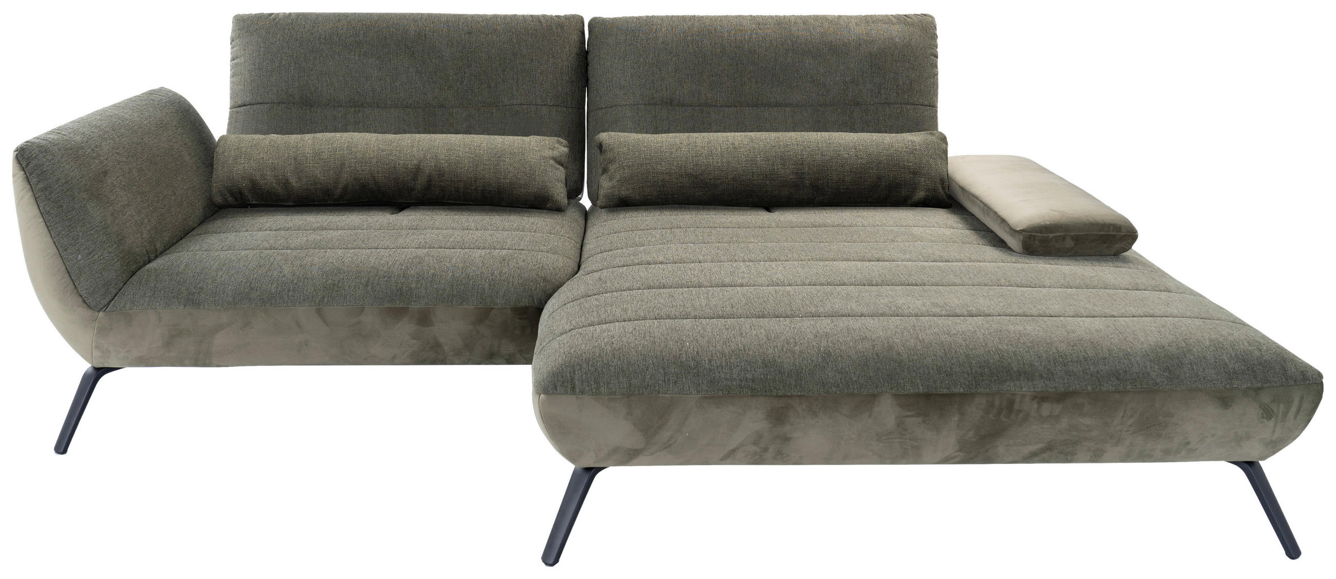 ECKSOFA in Webstoff Olivgrün  - Schwarz/Olivgrün, Konventionell, Textil/Metall (273/191cm) - Carryhome