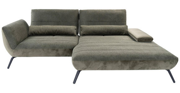 ECKSOFA Olivgrün Webstoff - Schwarz/Olivgrün, KONVENTIONELL, Textil/Metall (273/191cm) - Carryhome