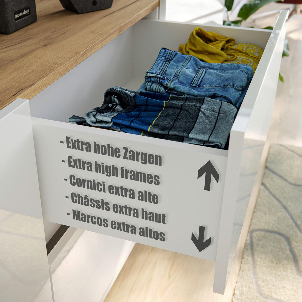 SIDEBOARD Posseik Industrial  in 99/93,6/42 cm  - Elfenbein/Weiß Hochglanz, Design, Holzwerkstoff/Metall (99/93,6/42cm) - P & B