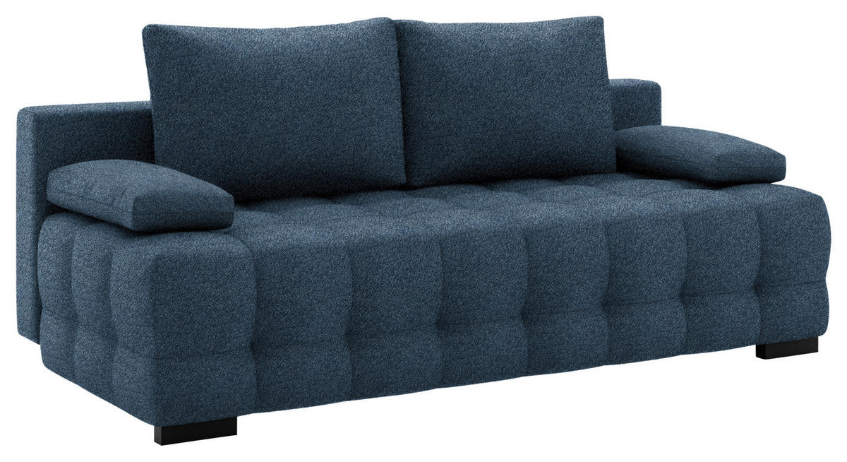 SCHLAFSOFA in Chenille, Plüsch Dunkelblau  - Schwarz/Dunkelblau, KONVENTIONELL, Kunststoff/Textil (209/96/100cm) - Stylife