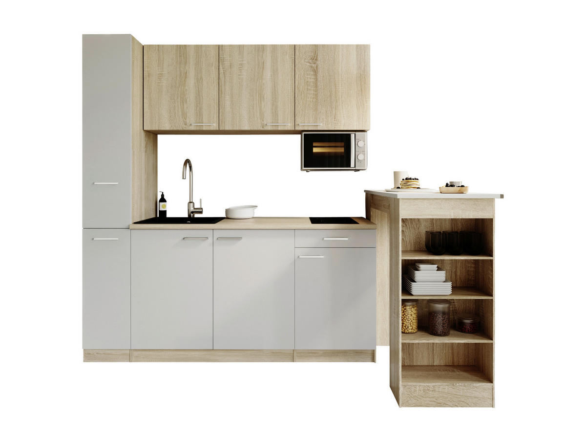 KUHINJSKI BLOK - barve hrasta/bela, Design, umetna masa/leseni material (180cm) - Respekta