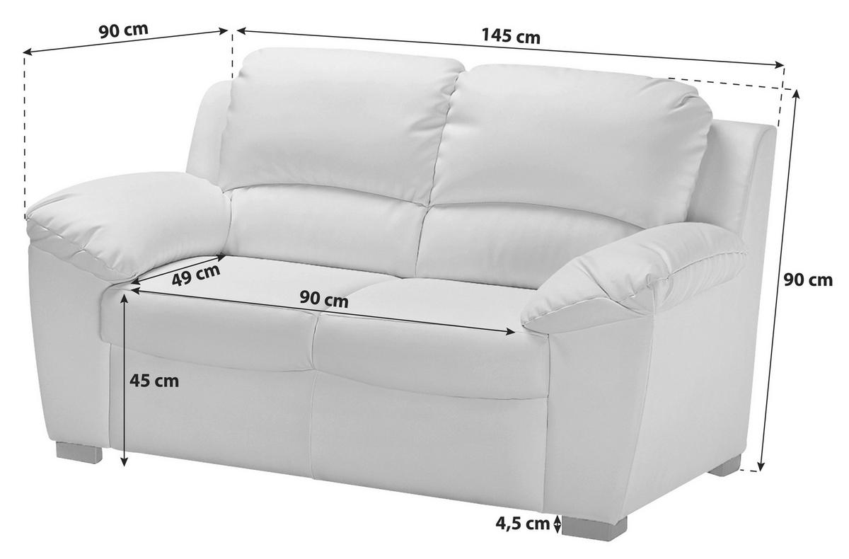 2-SITZER-SOFA in Lederlook Beige  - Beige/Schwarz, Konventionell, Kunststoff/Textil (145/90/90cm) - MID.YOU