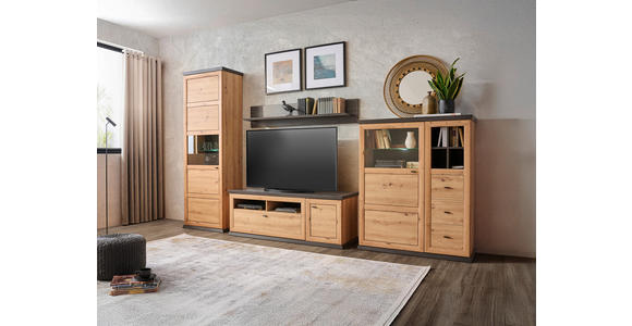 TV-ELEMENT Holzwerkstoff Dunkelgrau, Eiche Artisan  - Dunkelgrau/Schwarz, Basics, Holzwerkstoff/Metall (150/55,6/50cm) - Hom`in