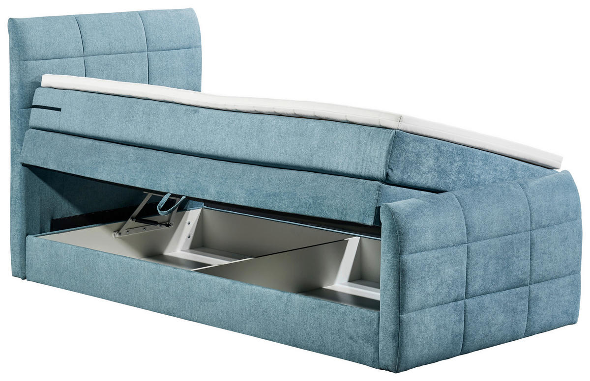 BOXSPRINGBETT 100/200 cm,  in Blau  - Blau, Basics, Holzwerkstoff/Kunststoff (100/200cm) - Xora