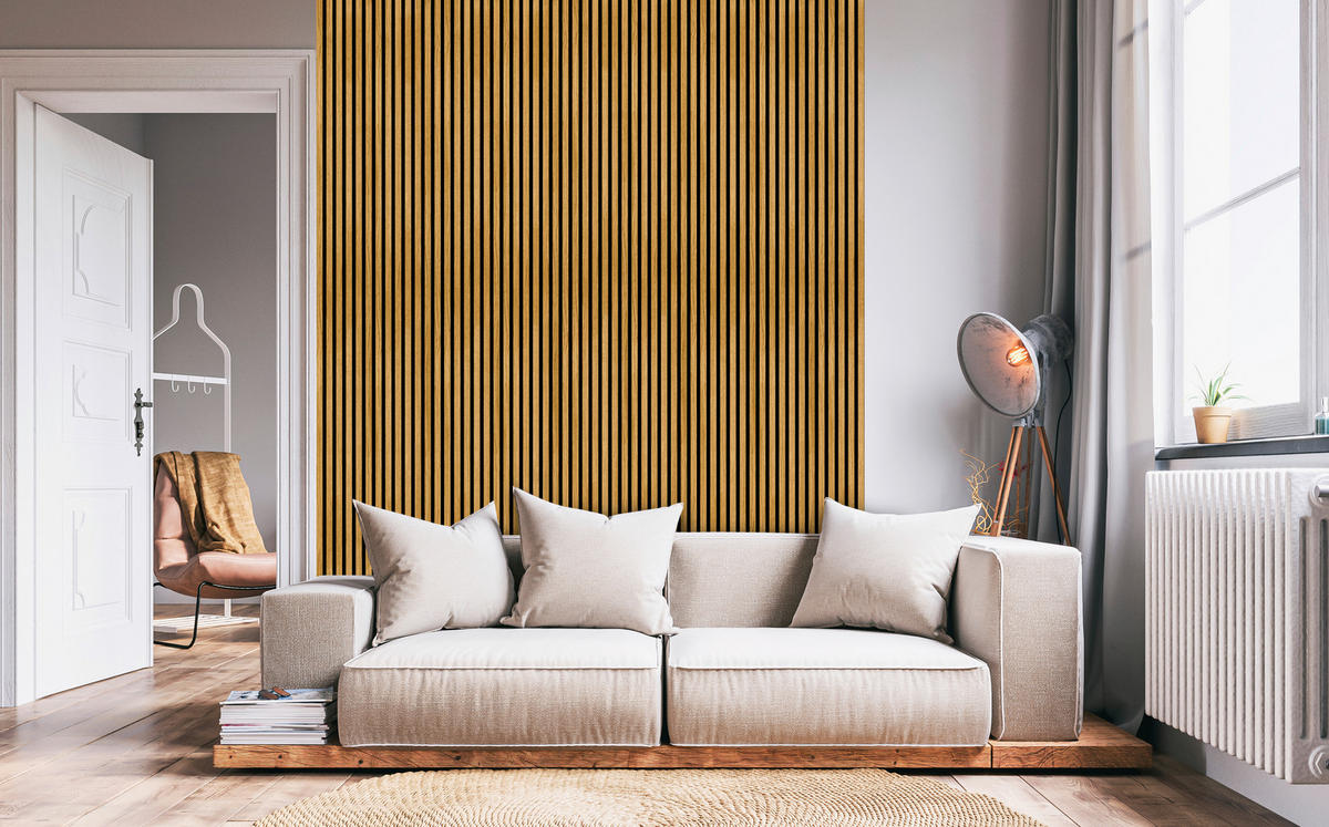 OBKLAD NA STENU 57,25/1,9/267 cm   - farba duba, Basics, drevo/textil (57,25/1,9/267cm)