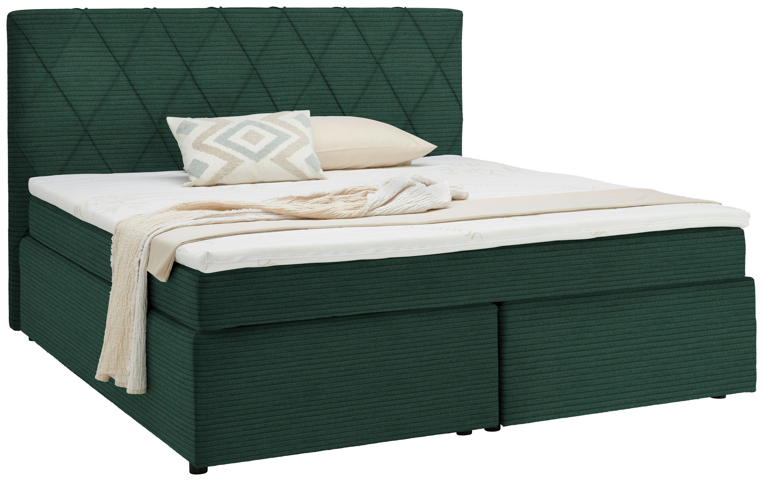 BOXSPRINGBETT 180/200 cm  in Waldgrün  - Waldgrün/Schwarz, Design, Kunststoff/Textil (180/200cm) - Xora