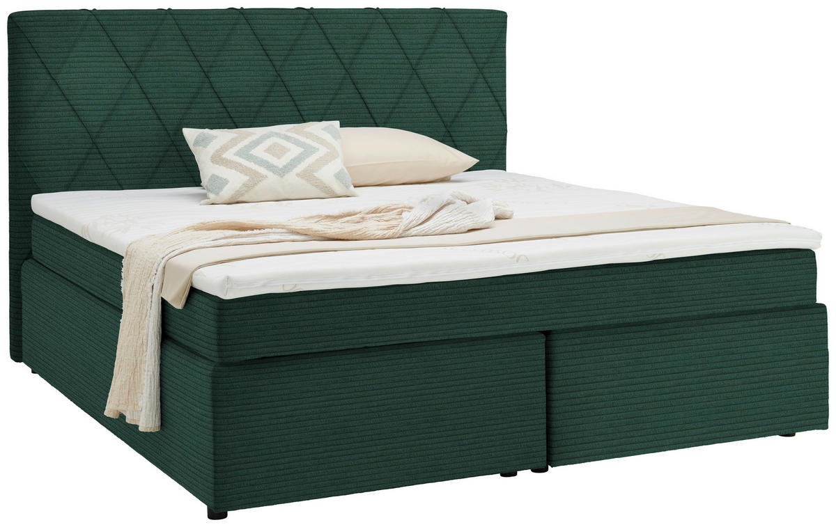 BOXSPRINGBETT 180/200 cm  in Waldgrün  - Waldgrün/Schwarz, Design, Kunststoff/Textil (180/200cm) - Xora