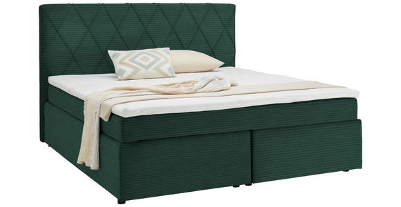 BOXSPRINGBETT 180/200 cm in Waldgrün - Waldgrün/Schwarz, Design, Kunststoff/Textil (180/200cm) - Xora