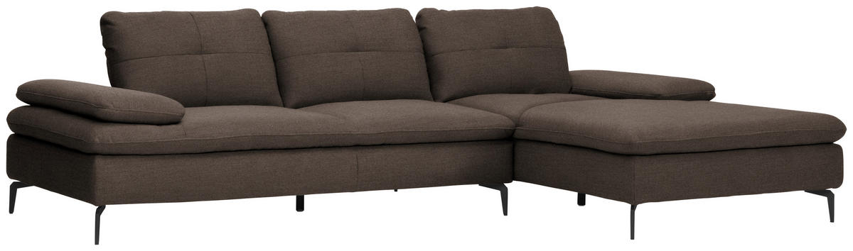 ECKSOFA in Webstoff Dunkelbraun  301/179 cm  - Dunkelbraun/Schwarz, Design, Textil/Metall (301/179cm) - Chilliano
