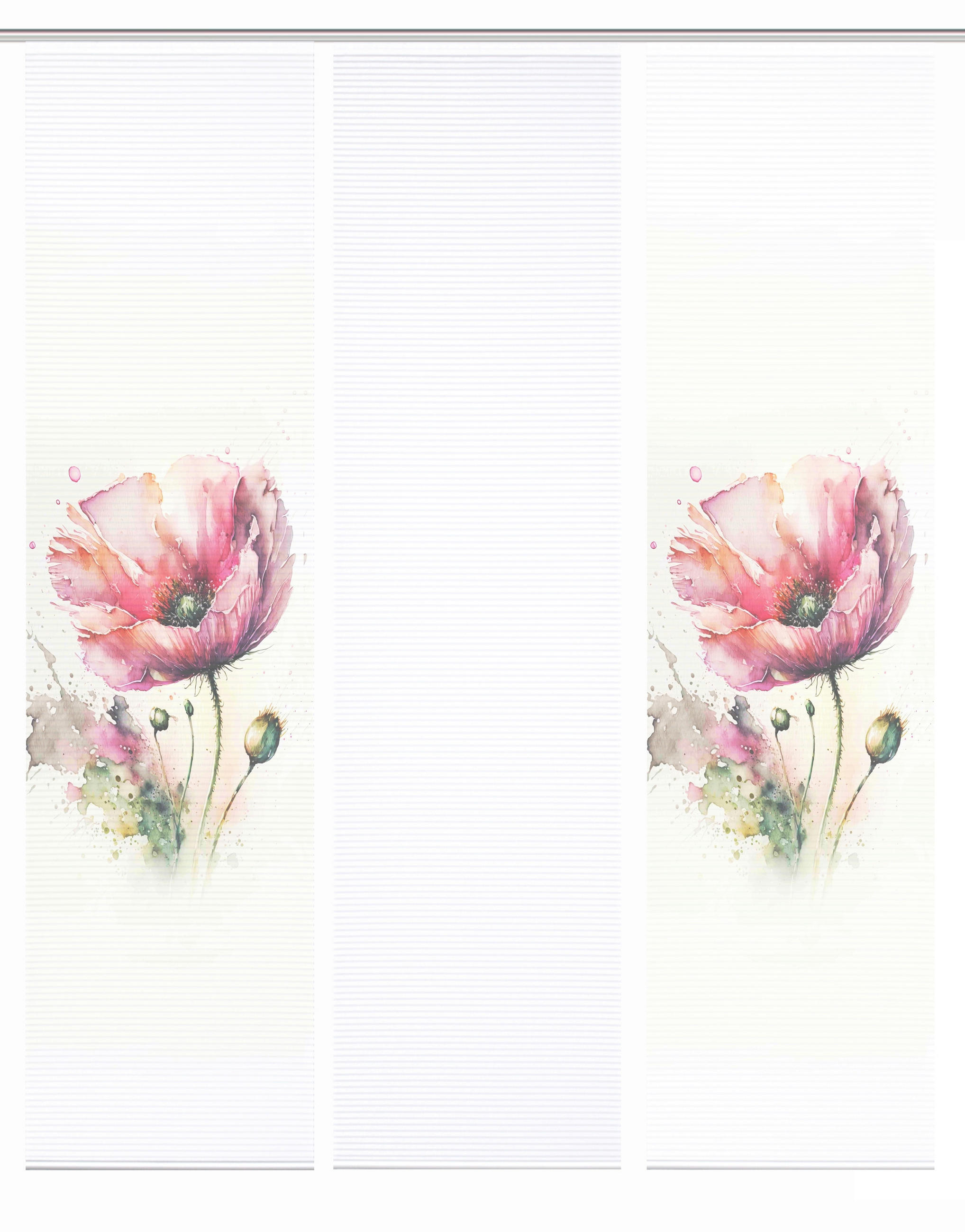 FLÄCHENVORHANG  3 Stück  blickdicht  180/245 cm   - Rosa/Weiß, Natur, Textil (180/245cm)