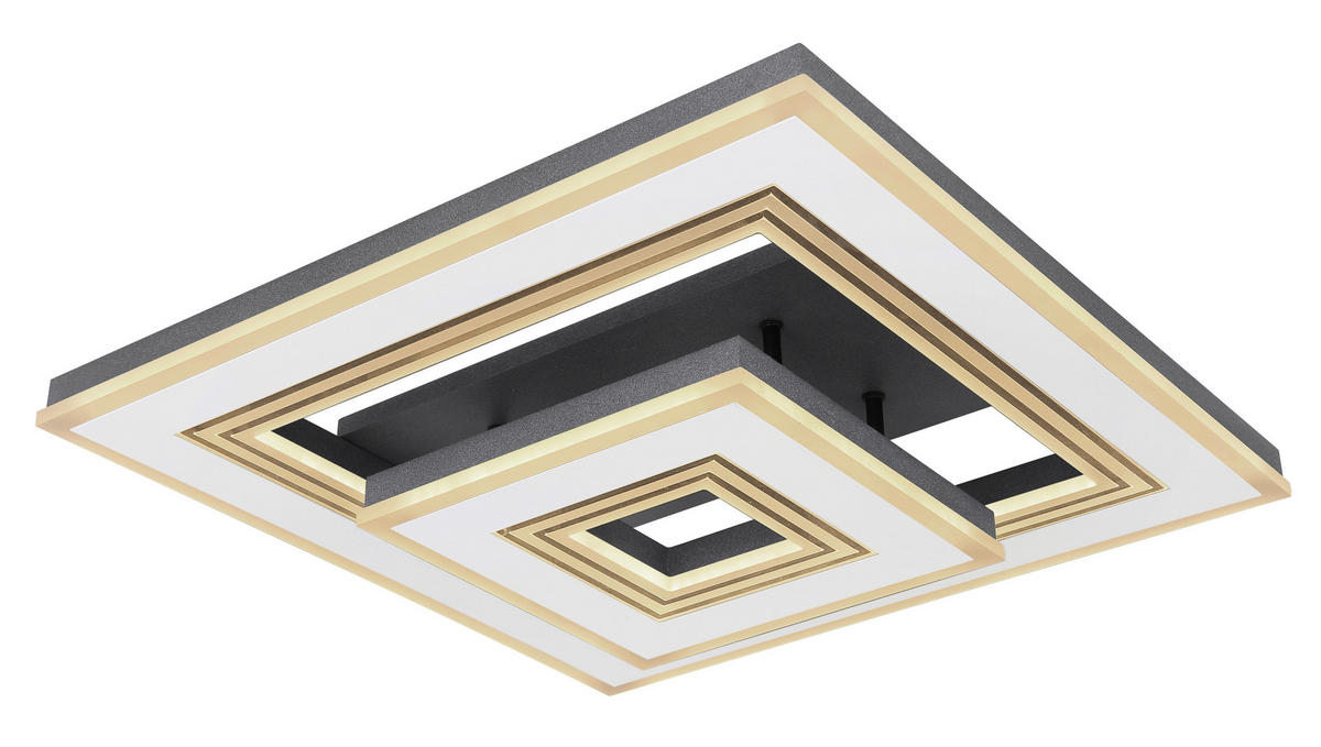 LED-DECKENLEUCHTE 50/50/11,5 cm   - Opal/Schwarz, Design, Kunststoff/Metall (50/50/11,5cm) - Globo