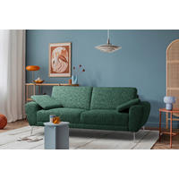 3-SITZER-SOFA SPRING in Webstoff Grün Modern  - Chromfarben/Grün, Design, Textil/Metall (187/85/92cm) - Livetastic