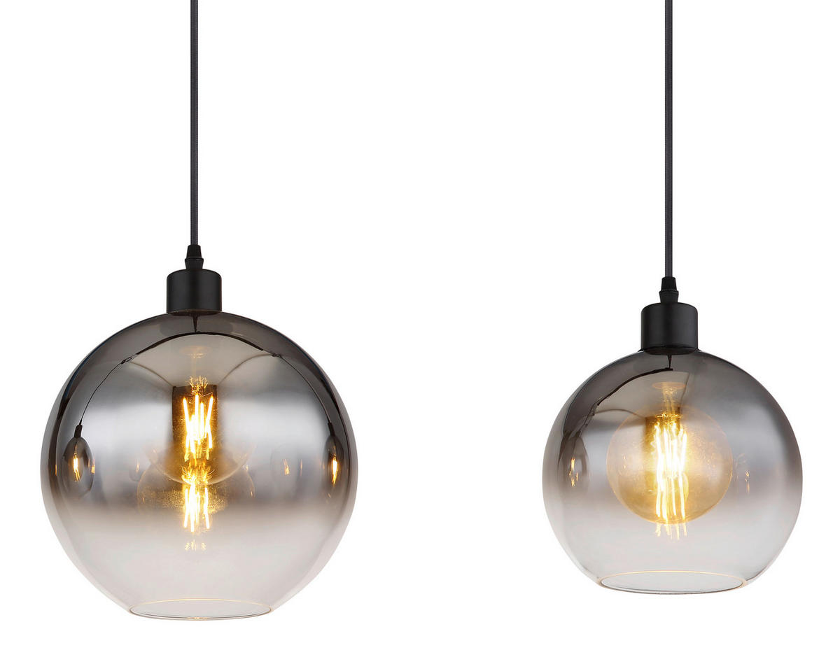 HÄNGELEUCHTE 95/25/120 cm    - Schwarz, Design, Glas/Metall (95/25/120cm) - Globo