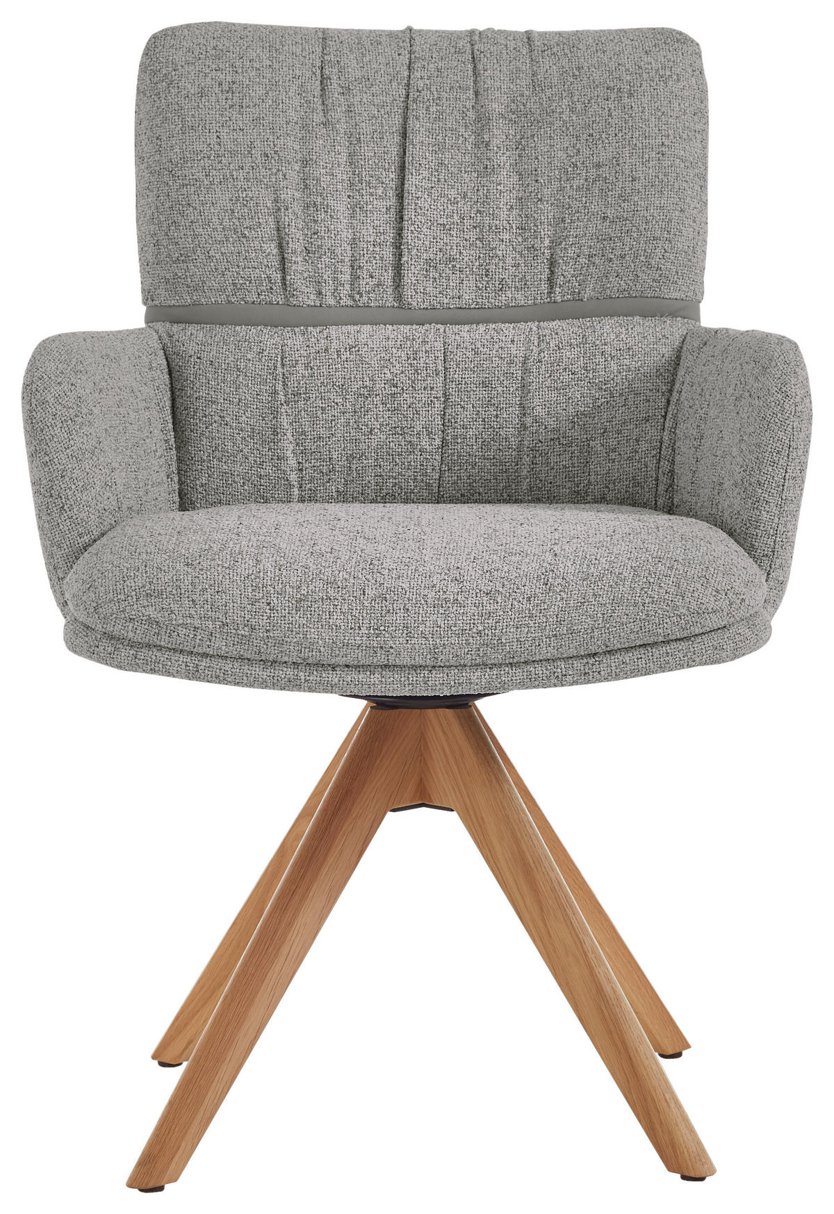 ARMLEHNSTUHL  Typenauswahl, Sitzfläche 360° drehbar, inklusive Armlehnen, Gestellauswahl, automatische Rückholfunktion Mikrofaser  Grau  - Eichefarben/Grau, Design, Holz/Textil (61/86/63cm) - Valdera