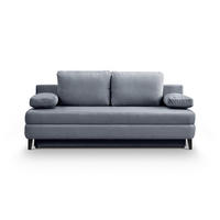 SCHLAFSOFA SORTO  mit Liegefunktion Cord Blaugrau  - Blaugrau/Schwarz, Basics, Holz/Textil (200/91/100cm) - MID.YOU