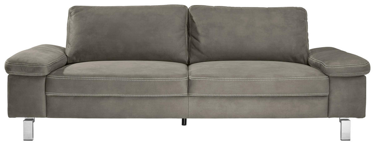 3-SITZER-SOFA  in Mikrofaser Taupe  - Taupe/Chromfarben, Design, Textil/Metall (234/86/97cm) - Hom`in