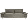 3-SITZER-SOFA  in Mikrofaser Taupe  - Taupe/Chromfarben, Design, Textil/Metall (234/86/97cm) - Hom`in