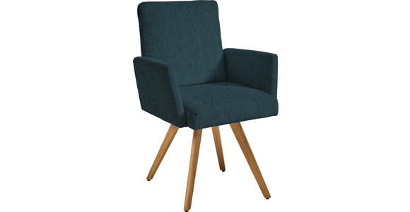 ARMLEHNSTUHL in Chenille - Eichefarben/Dunkelblau, Design, Holz/Textil (56/92/60cm) - Dieter Knoll