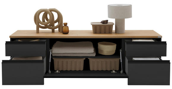 LOWBOARD  180/46/41 cm 4 Schublade(n) erweiterbar, Typenauswahl, Beimöbel erhältlich, stehend, hängend  - Eichefarben/Anthrazit, Design, Holzwerkstoff/Kunststoff (180/46/41cm) - Dieter Knoll