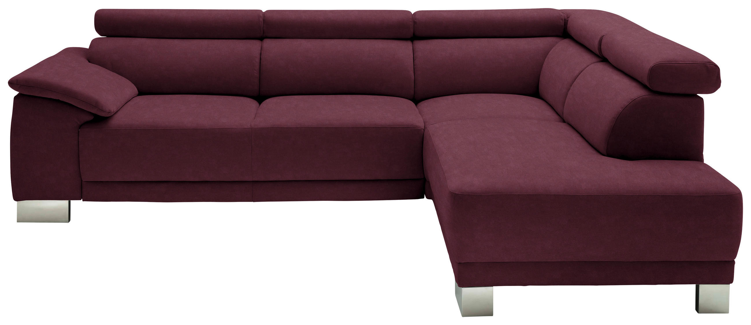 ECKSOFA in Mikrofaser Beere  - Chromfarben/Beere, Design, Holz/Textil (270/205cm) - Pure Home Lifestyle