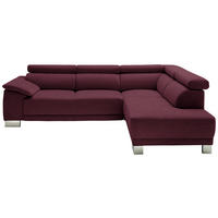 ECKSOFA in Mikrofaser Beere  - Chromfarben/Beere, Design, Holz/Textil (270/205cm) - Pure Home Lifestyle