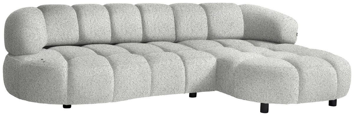 ECKSOFA Silberfarben Webstoff  - Silberfarben/Schwarz, Design, Holz/Textil (284/183cm) - Welnova
