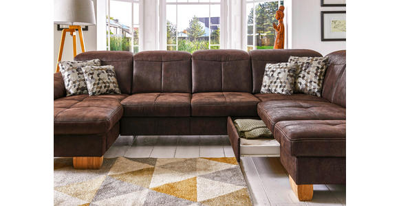 WOHNLANDSCHAFT Braun - Eichefarben/Beige, LIFESTYLE, Textil (243/342/185cm) - Voleo