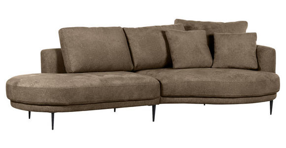 ECKSOFA  in Chenille Braun  275/140 cm  - Schwarz/Braun, KONVENTIONELL, Textil/Metall (275/140cm) - Carryhome
