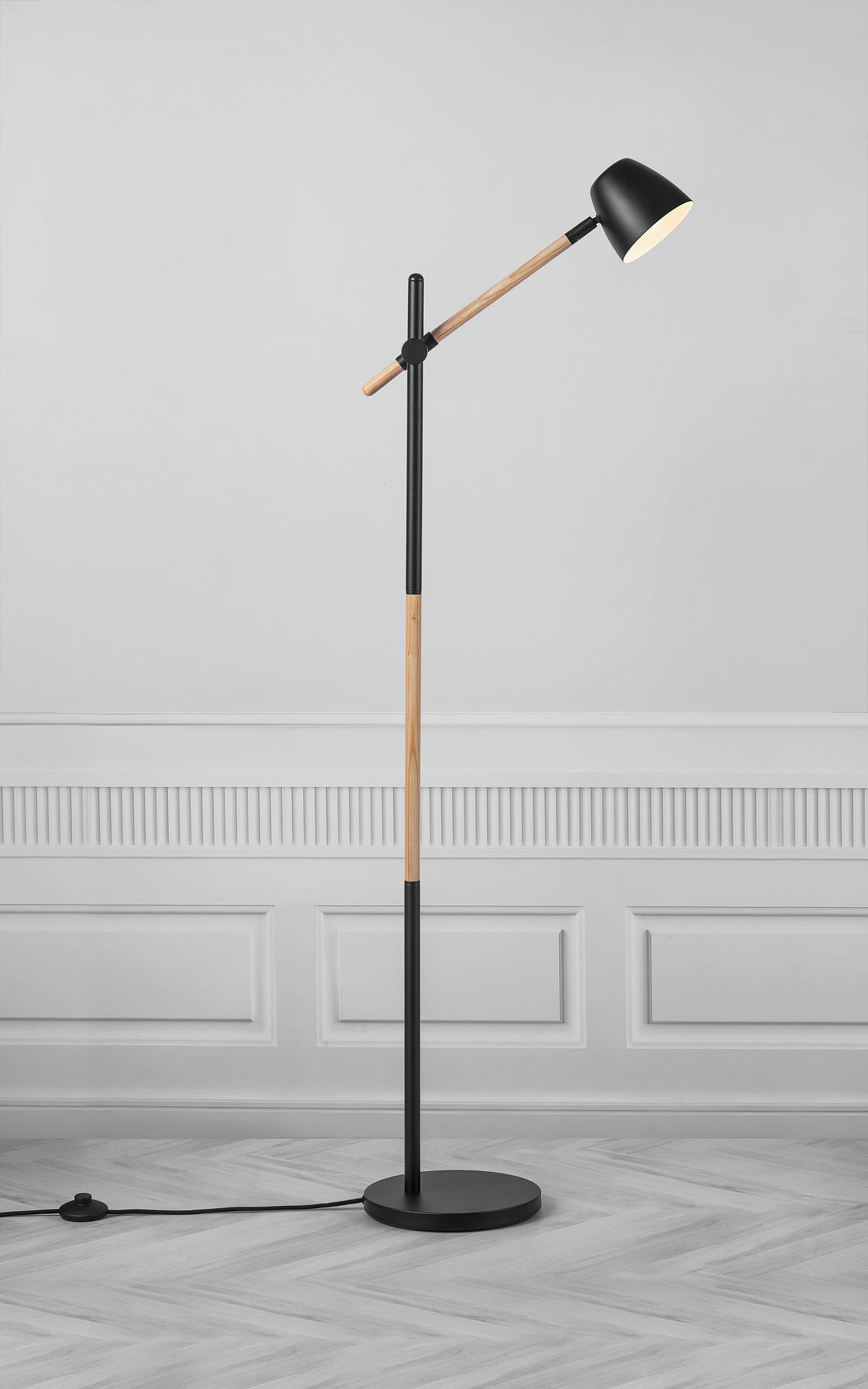 STEHLEUCHTE 53,6/35/130,5 cm    - Eschefarben/Schwarz, Design, Holz/Metall (53,6/35/130,5cm) - Nordlux