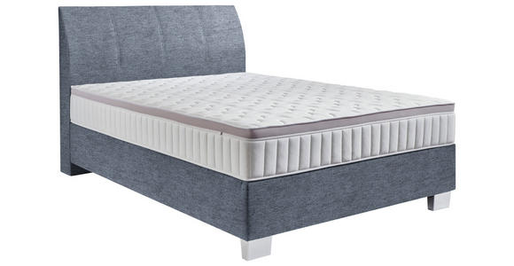 BOXSPRINGBETT 140/200 cm in Blau - Chromfarben/Blau, KONVENTIONELL, Kunststoff/Textil (140/200cm) - Hom`in