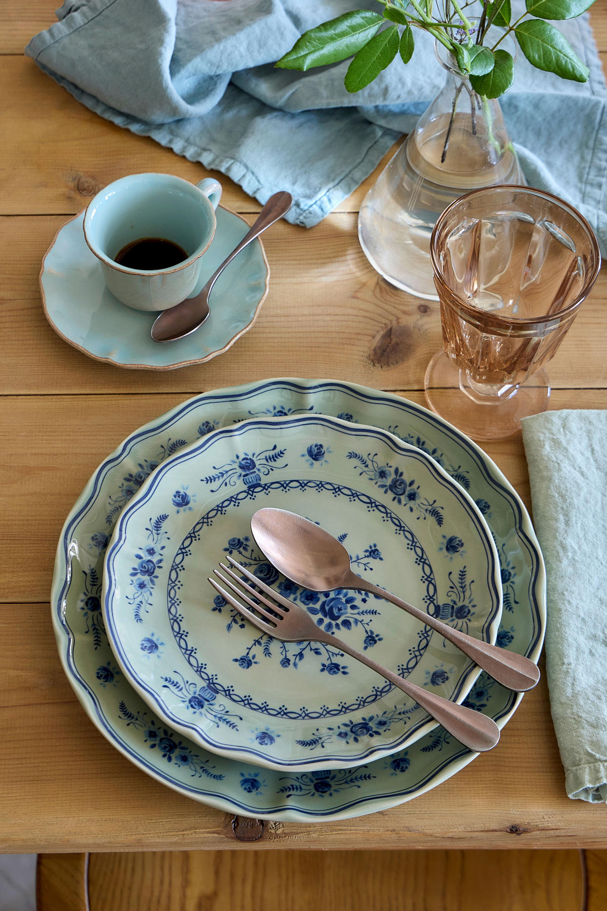 KOMBISERVICE Blau, Olivgrün VILA 12-teilig 4 Personen  - Blau/Olivgrün, Basics, Keramik - Costa Nova