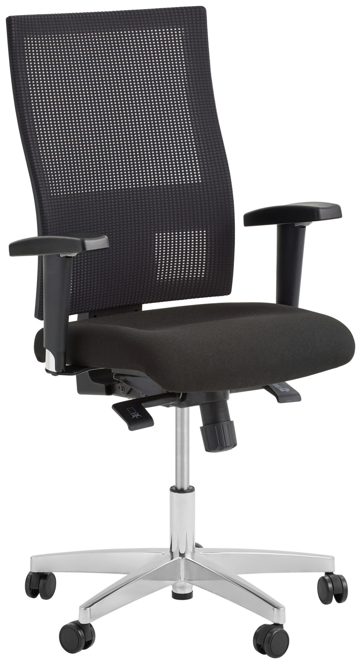 DREHSTUHL Netzbespannung, Webstoff Schwarz, Alufarben  - Schwarz/Alufarben, Basics, Kunststoff/Textil (50/114/50cm) - Topstar