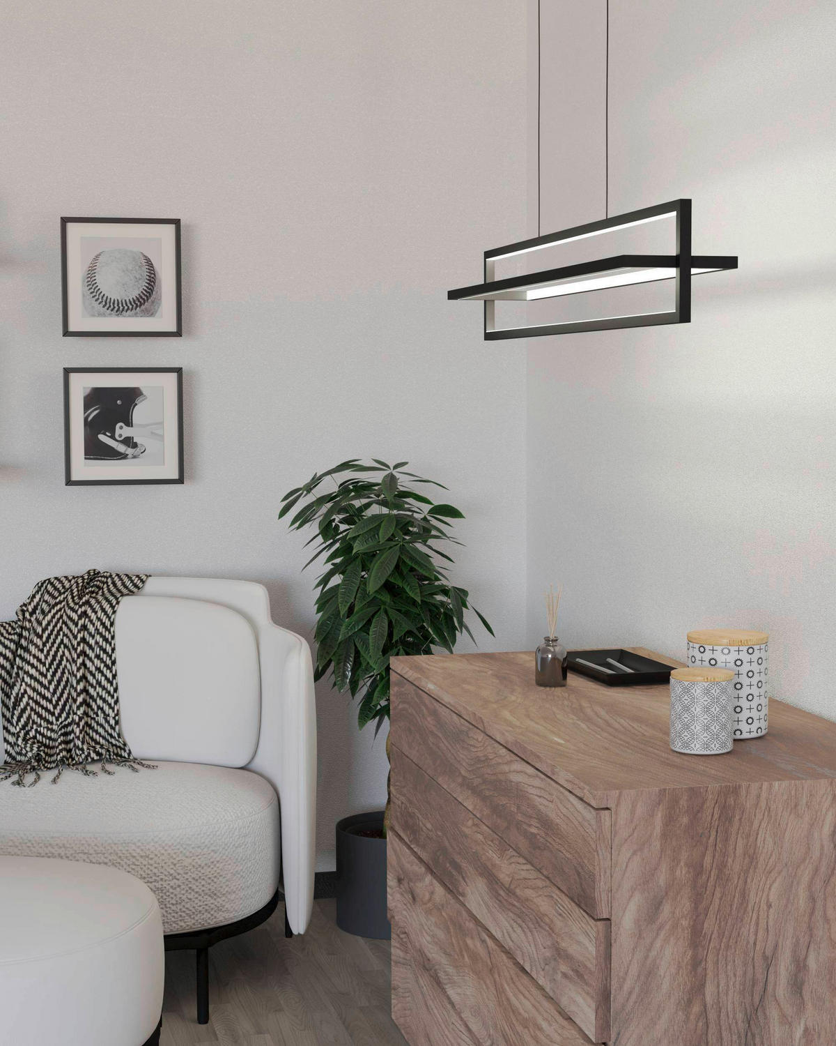 HÄNGELEUCHTE 78/16/110 cm  - Schwarz/Weiß, Design, Kunststoff/Metall (78/16/110cm) - Eglo