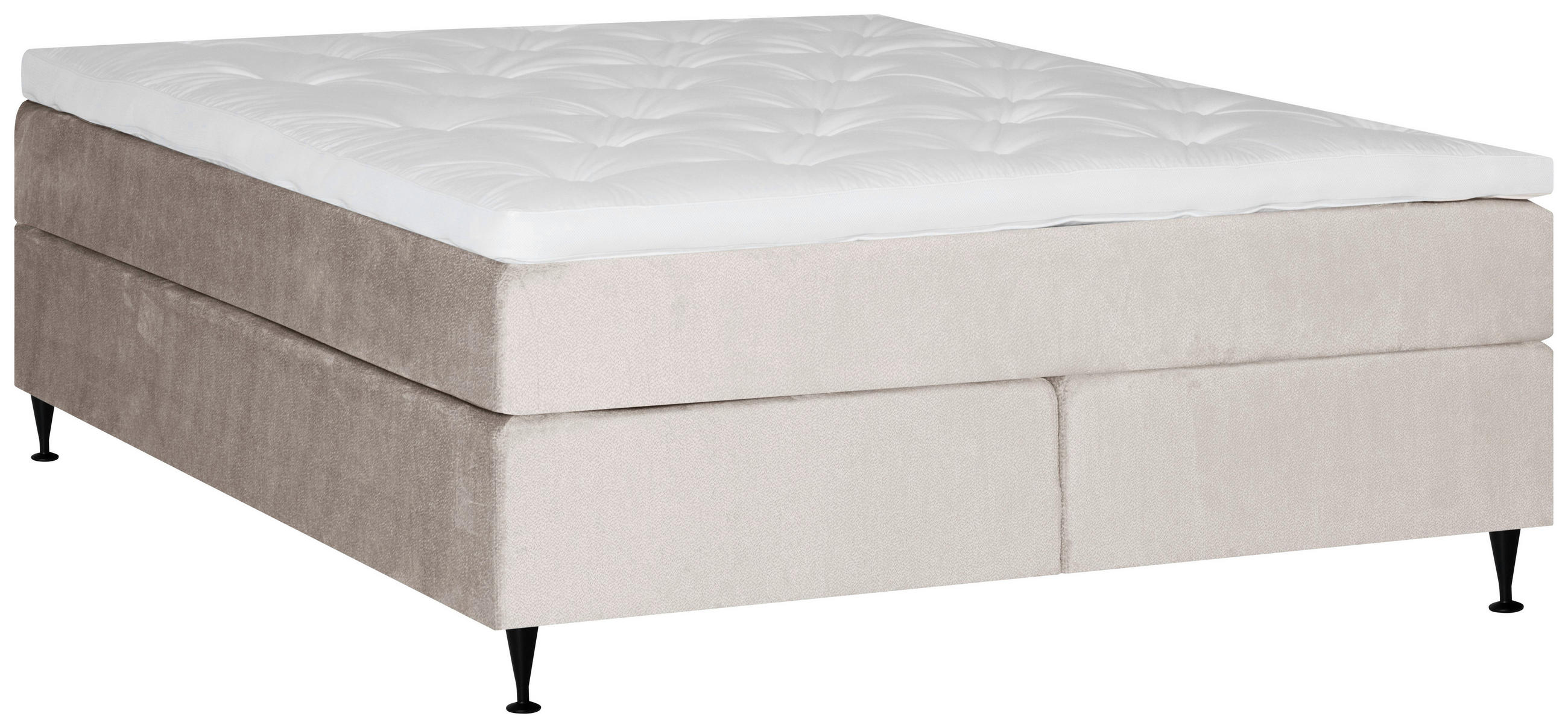 KONTINENTALSÄNG 180/200 cm  i beige  - beige/svart, Klassisk, metall/trä (180/200cm) - Ambiente
