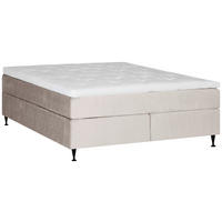 KONTINENTALSÄNG 180/200 cm  i beige  - beige/svart, Klassisk, metall/trä (180/200cm) - Ambiente