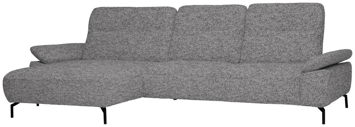 ECKSOFA in Chenille, Flachgewebe Grau  165/318 cm  - Schwarz/Grau, Design, Textil/Metall (165/318cm) - Xora