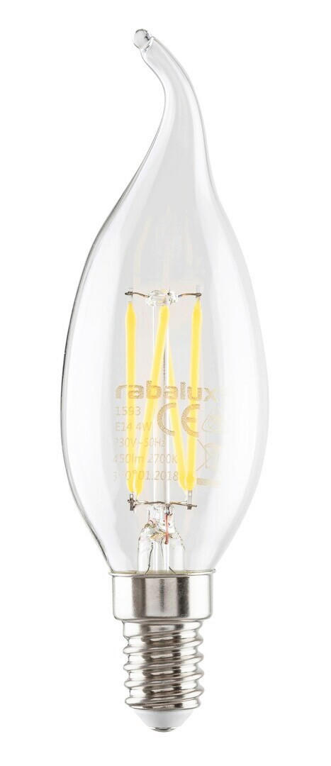 LED FILAMENT ŽARULJA E14 , 4 W , 470 lm , 4000 K   - prozirno, Basics, staklo (3.5/11.5cm)
