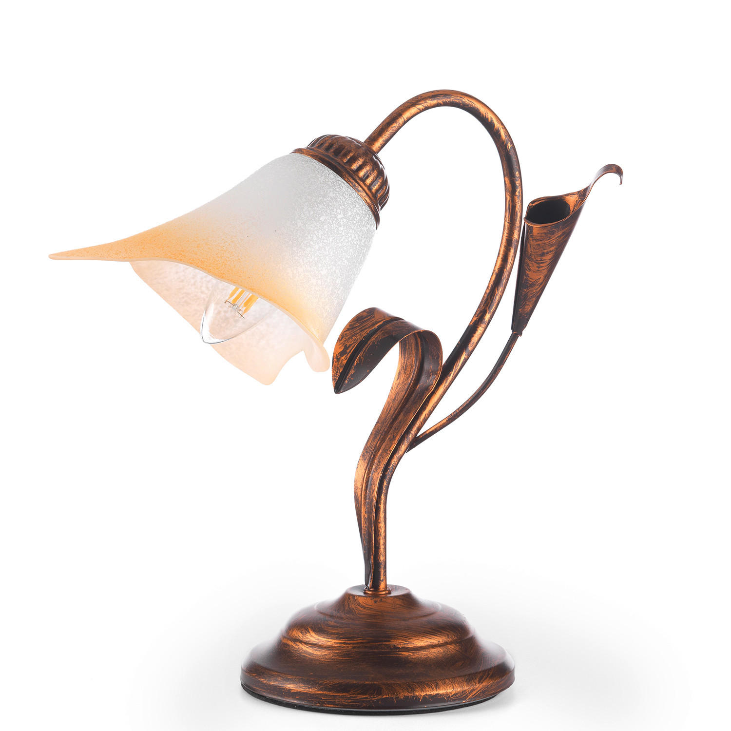 TISCHLEUCHTE 25/31 cm   - Bronzefarben/Weiß, Natur, Metall (25/31cm)