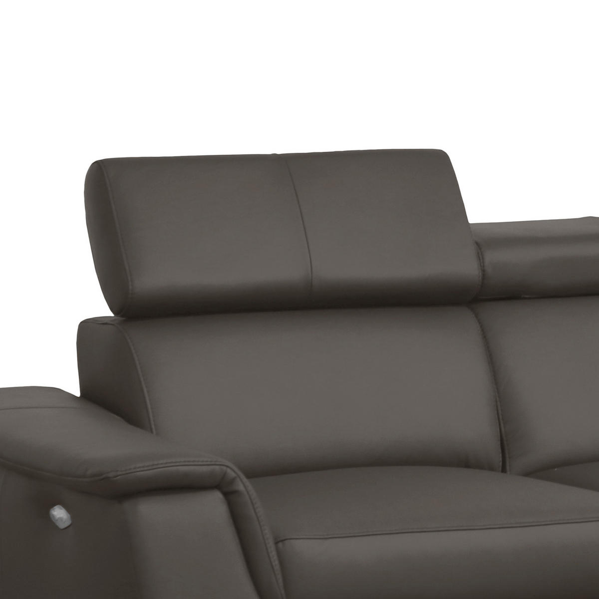 ECKSOFA Dunkelbraun Echtleder Lederlook  - Chromfarben/Dunkelbraun, Design, Leder/Textil (257/197cm) - Livetastic