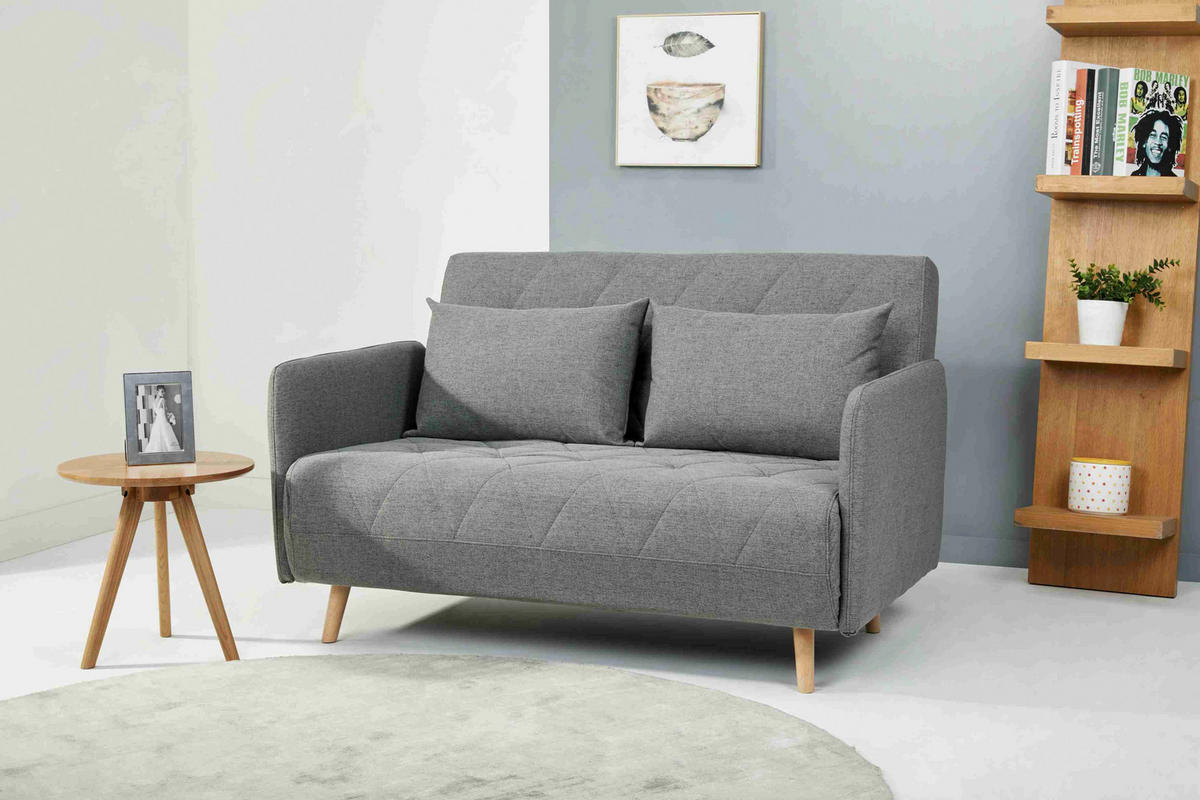 SCHLAFSOFA Webstoff Grau  - Eichefarben/Grau, LIFESTYLE, Holz/Textil (132/81/90cm) - Livetastic