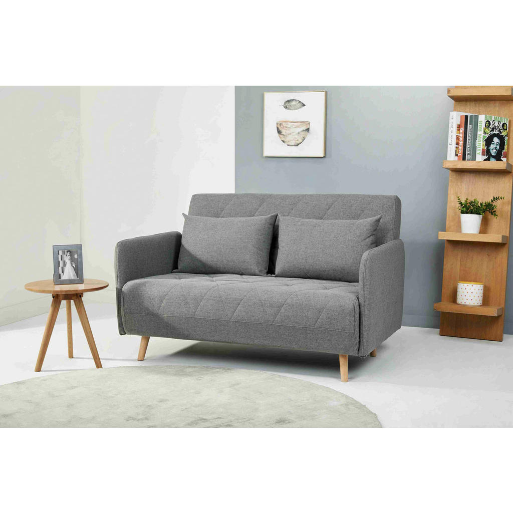 Thumbnail - Livetastic Schlafsofa, Grau, Textil, Eiche, massiv, 2-Sitzer, Füllung: Baumwollfüllung, 132x81x90 cm, Liegefunktion, Rüc...