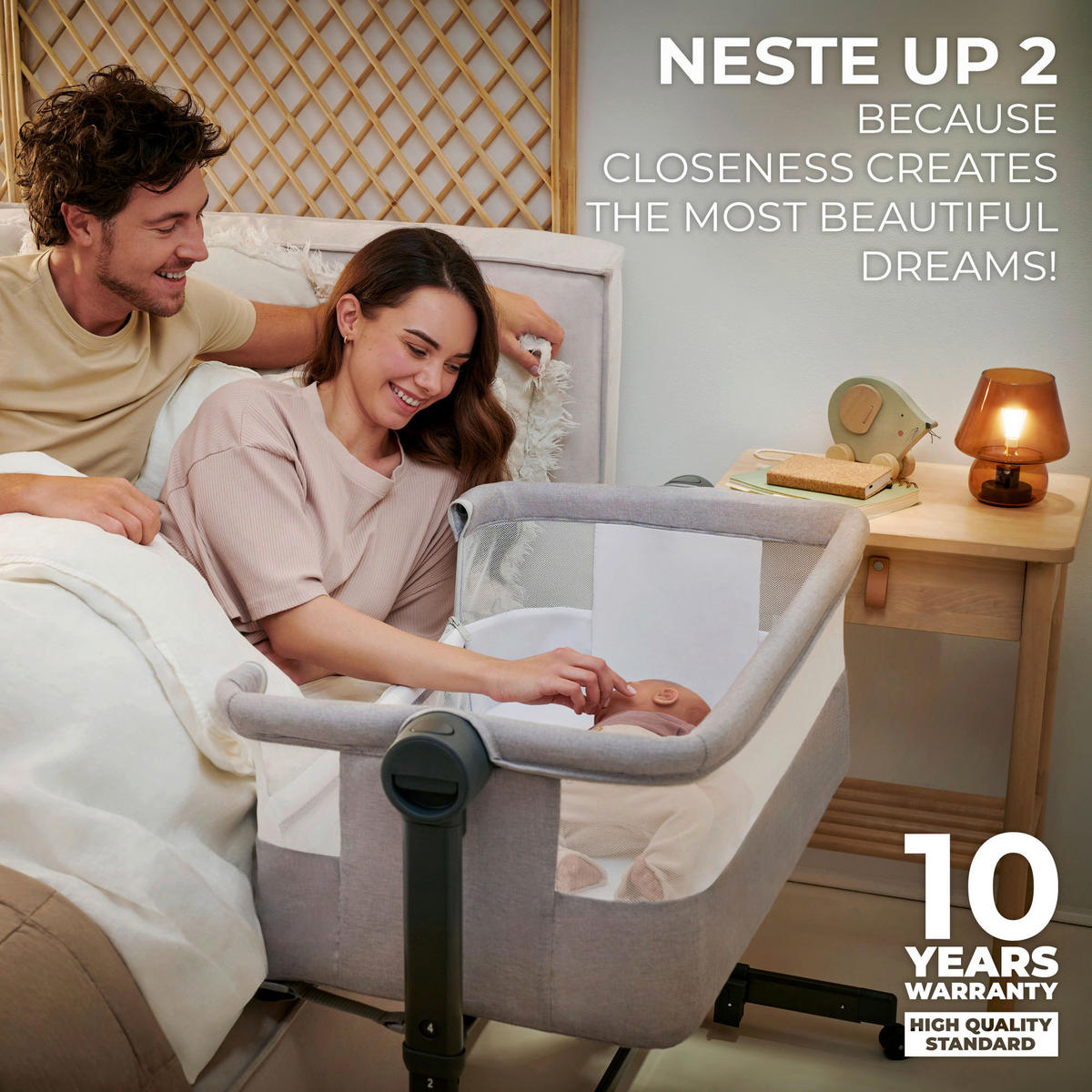 BEISTELLBETT Neste Up 2  - Hellgrau, Basics (98/68-79/51-60.5cm) - kinderkraft