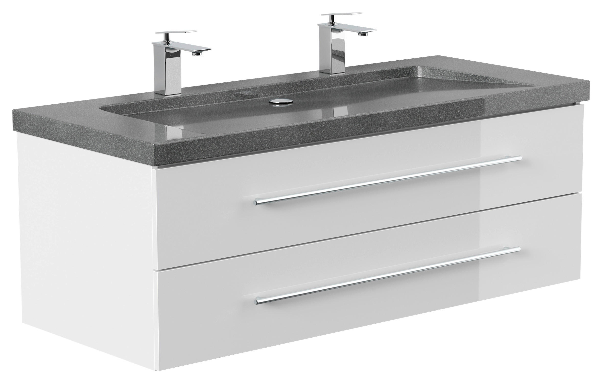 WASCHTISCHKOMBI 130 cm  - Weiß Hochglanz, Basics, Holzwerkstoff/Stein (130cm) - MID.YOU