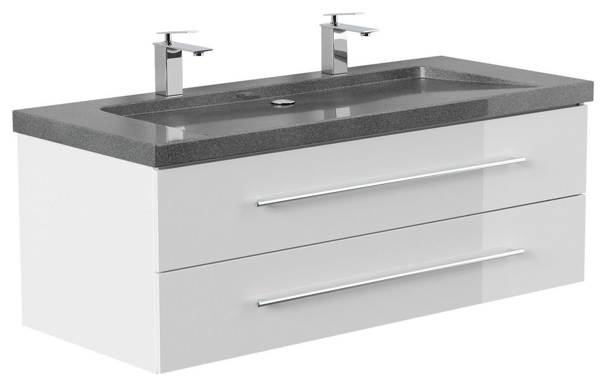 WASCHTISCHKOMBI 130 cm  - Weiß Hochglanz, Basics, Holzwerkstoff/Stein (130cm) - MID.YOU