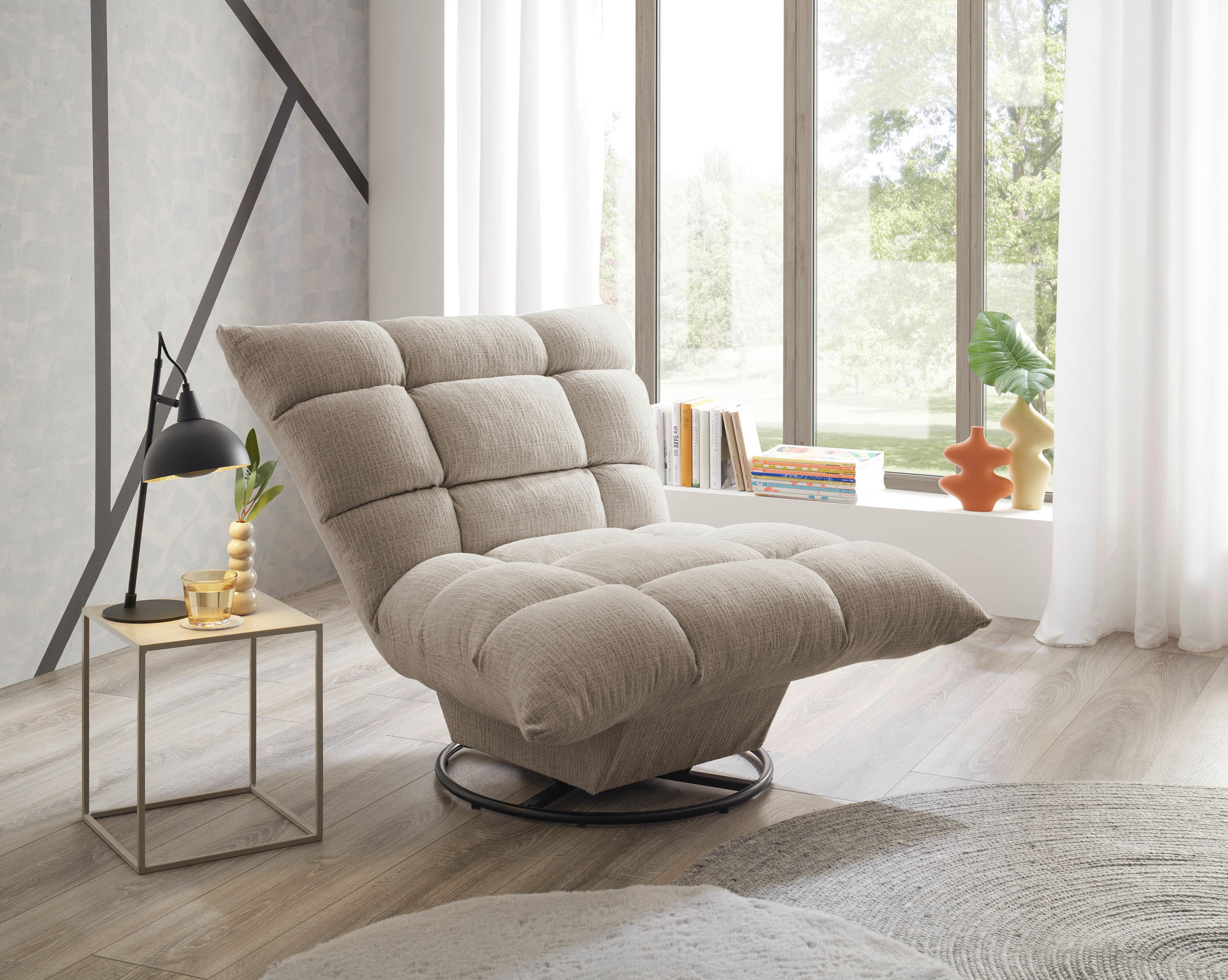 SESSEL in Chenille Taupe  - Taupe/Schwarz, MODERN, Textil/Metall (100/83/94cm) - Livetastic