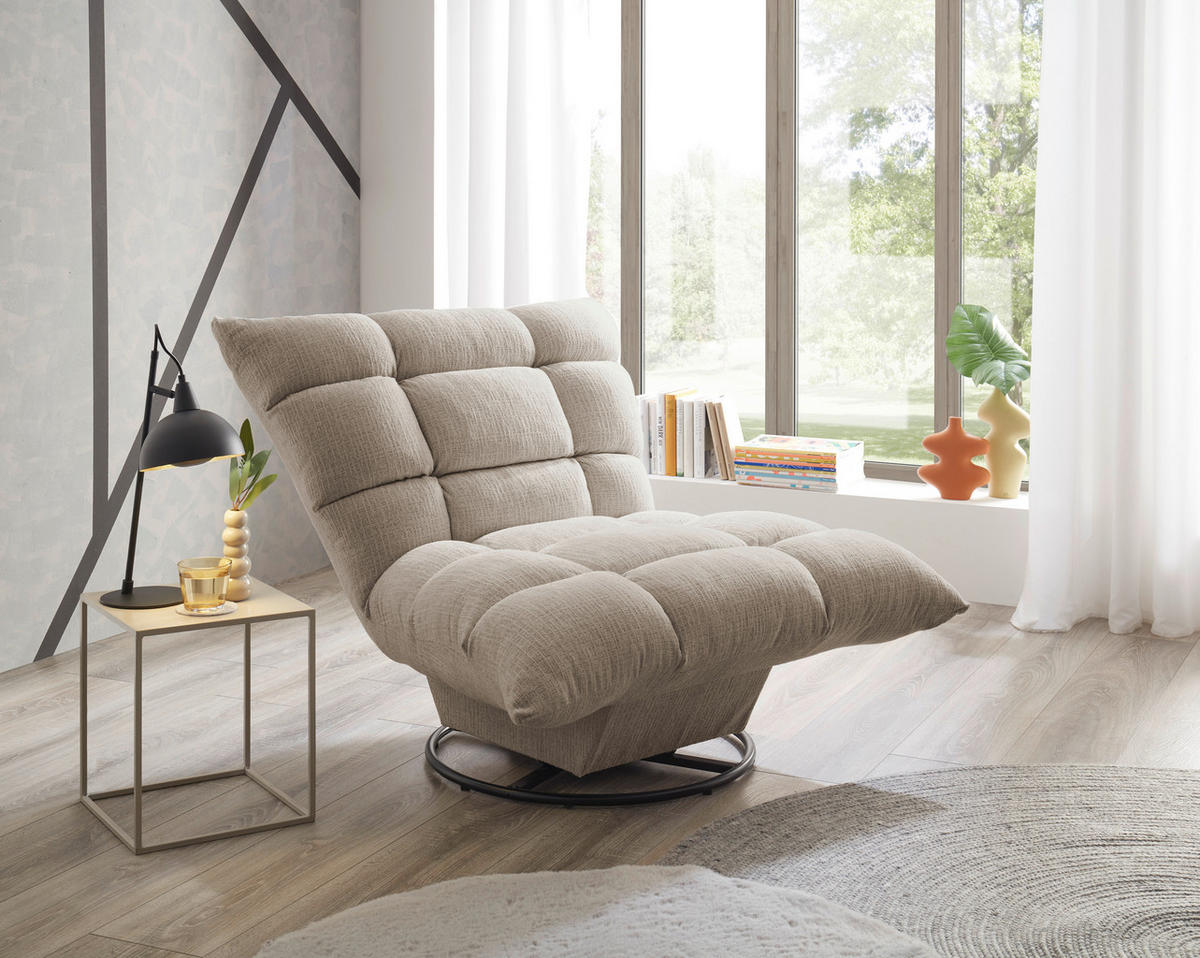 SESSEL in Chenille Taupe  - Taupe/Schwarz, MODERN, Textil/Metall (100/83/94cm) - Livetastic